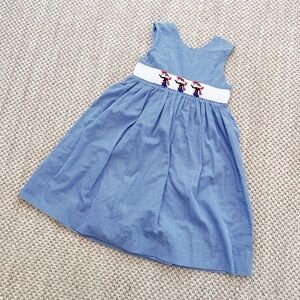 Le Cirque Girls Smocked Dress Mary Poppins Size 6 Blue Gingham